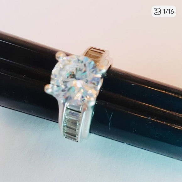 Signity Star Diamond and Baguette Sterling Ring By Michael Valitutti - Picture 2 of 14